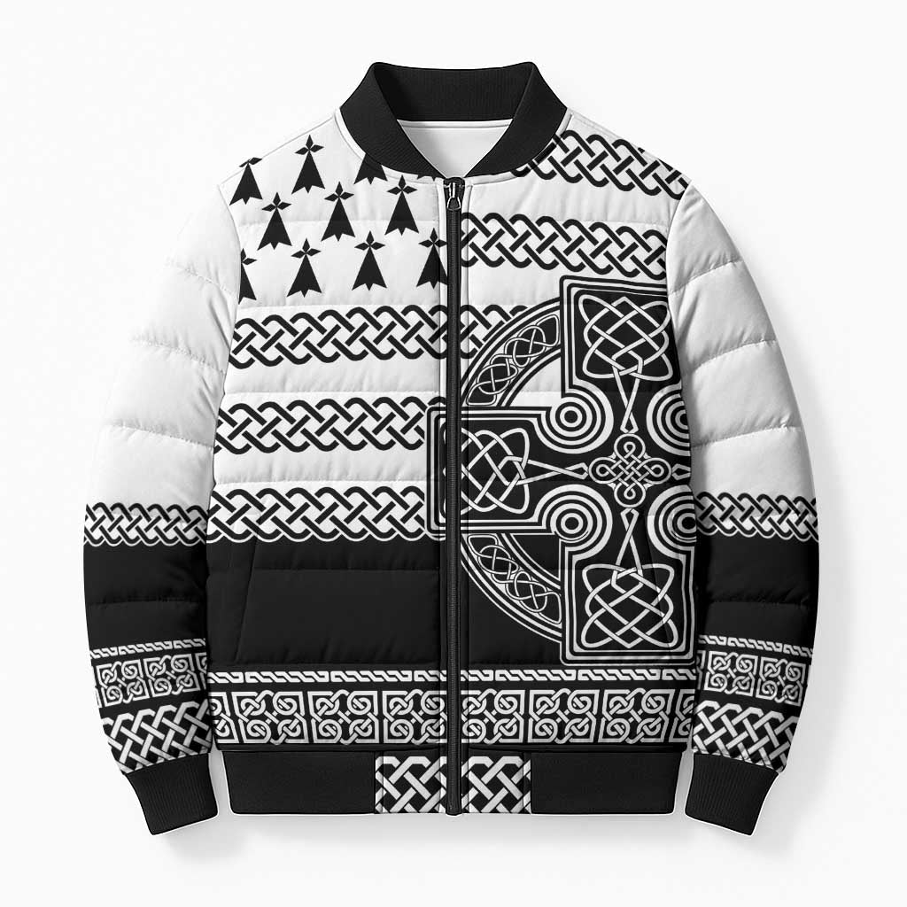 Brittany Celtic Knot Bomber Puffer Jacket Celtic Nation Heritage Pride - Wonder Print Shop