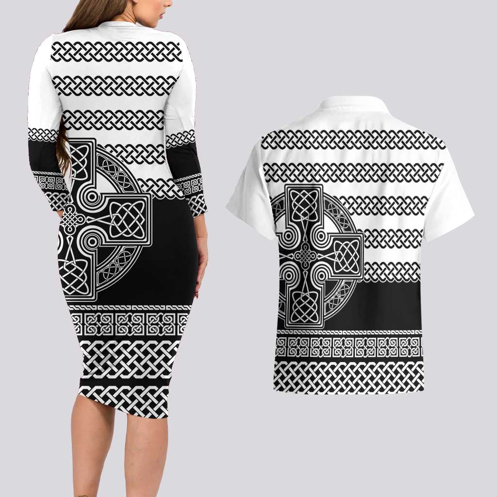 Brittany Celtic Knot Couples Matching Long Sleeve Bodycon Dress and Hawaiian Shirt Celtic Nation Heritage Pride - Wonder Print Shop