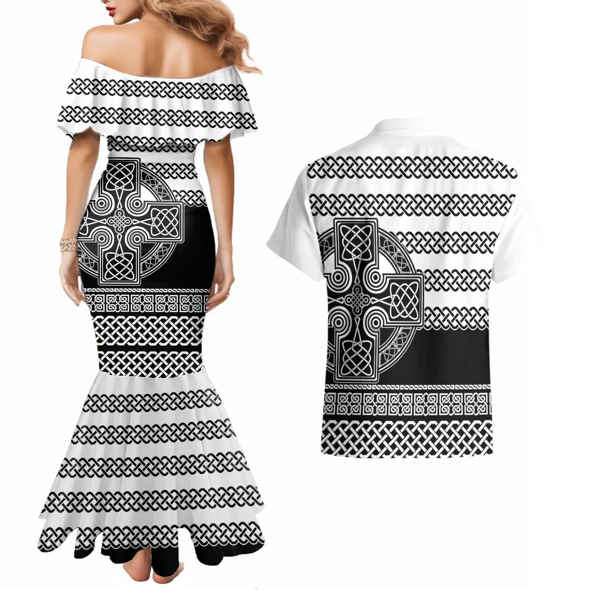 Brittany Celtic Knot Couples Matching Mermaid Dress and Hawaiian Shirt Celtic Nation Heritage Pride - Wonder Print Shop