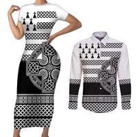 Brittany Celtic Knot Couples Matching Short Sleeve Bodycon Dress and Long Sleeve Button Shirt Celtic Nation Heritage Pride - Wonder Print Shop