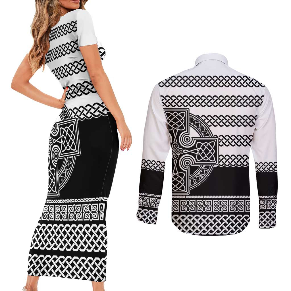 Brittany Celtic Knot Couples Matching Short Sleeve Bodycon Dress and Long Sleeve Button Shirt Celtic Nation Heritage Pride - Wonder Print Shop