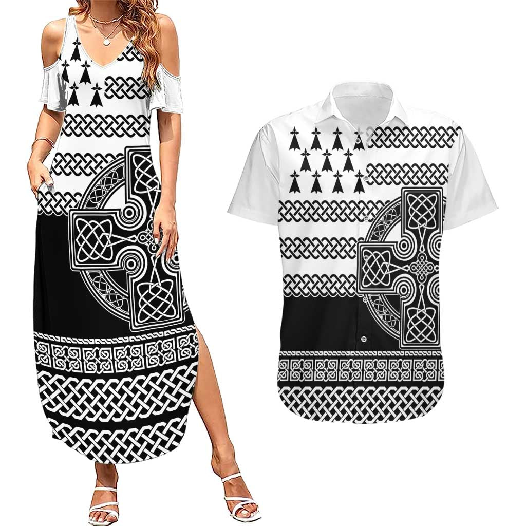 Brittany Celtic Knot Couples Matching Summer Maxi Dress and Hawaiian Shirt Celtic Nation Heritage Pride - Wonder Print Shop
