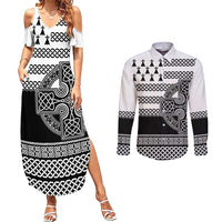 Brittany Celtic Knot Couples Matching Summer Maxi Dress and Long Sleeve Button Shirt Celtic Nation Heritage Pride - Wonder Print Shop