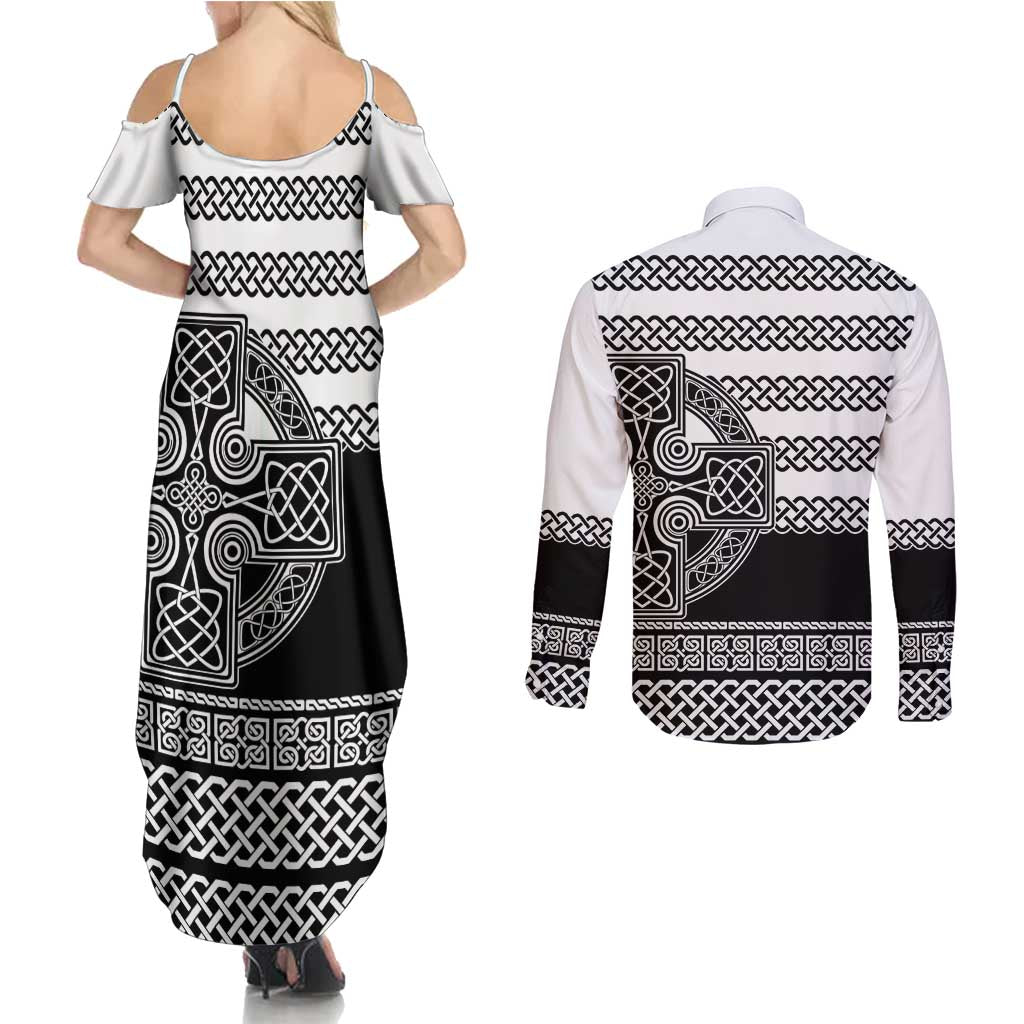 Brittany Celtic Knot Couples Matching Summer Maxi Dress and Long Sleeve Button Shirt Celtic Nation Heritage Pride - Wonder Print Shop