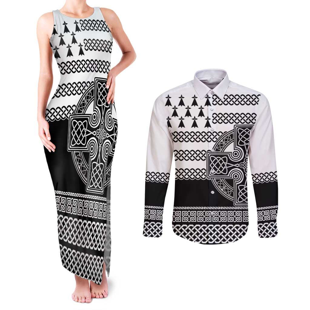 Brittany Celtic Knot Couples Matching Tank Maxi Dress and Long Sleeve Button Shirt Celtic Nation Heritage Pride - Wonder Print Shop
