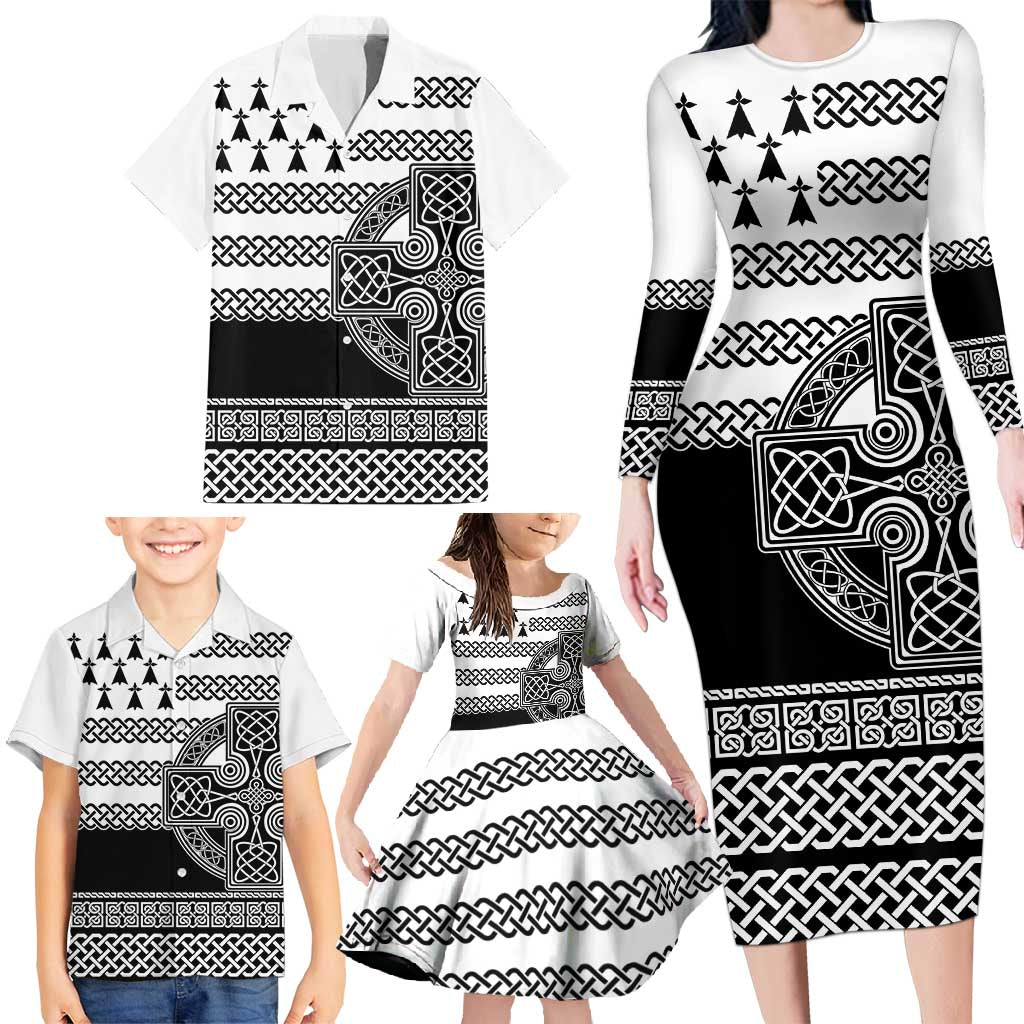 Brittany Celtic Knot Family Matching Long Sleeve Bodycon Dress and Hawaiian Shirt Celtic Nation Heritage Pride - Wonder Print Shop