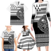 Brittany Celtic Knot Family Matching Long Sleeve Bodycon Dress and Hawaiian Shirt Celtic Nation Heritage Pride - Wonder Print Shop