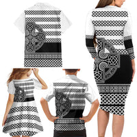Brittany Celtic Knot Family Matching Long Sleeve Bodycon Dress and Hawaiian Shirt Celtic Nation Heritage Pride - Wonder Print Shop