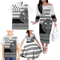 Brittany Celtic Knot Family Matching Off The Shoulder Long Sleeve Dress and Hawaiian Shirt Celtic Nation Heritage Pride - Wonder Print Shop