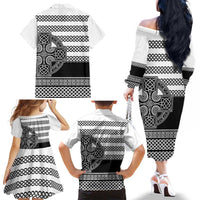 Brittany Celtic Knot Family Matching Off The Shoulder Long Sleeve Dress and Hawaiian Shirt Celtic Nation Heritage Pride - Wonder Print Shop