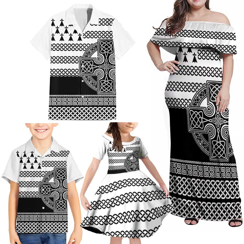 Brittany Celtic Knot Family Matching Off Shoulder Maxi Dress and Hawaiian Shirt Celtic Nation Heritage Pride - Wonder Print Shop