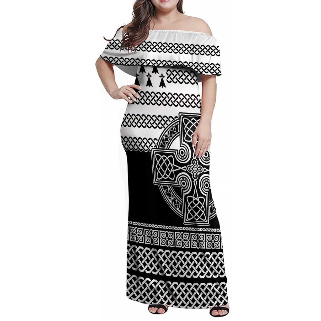 Brittany Celtic Knot Family Matching Off Shoulder Maxi Dress and Hawaiian Shirt Celtic Nation Heritage Pride - Wonder Print Shop