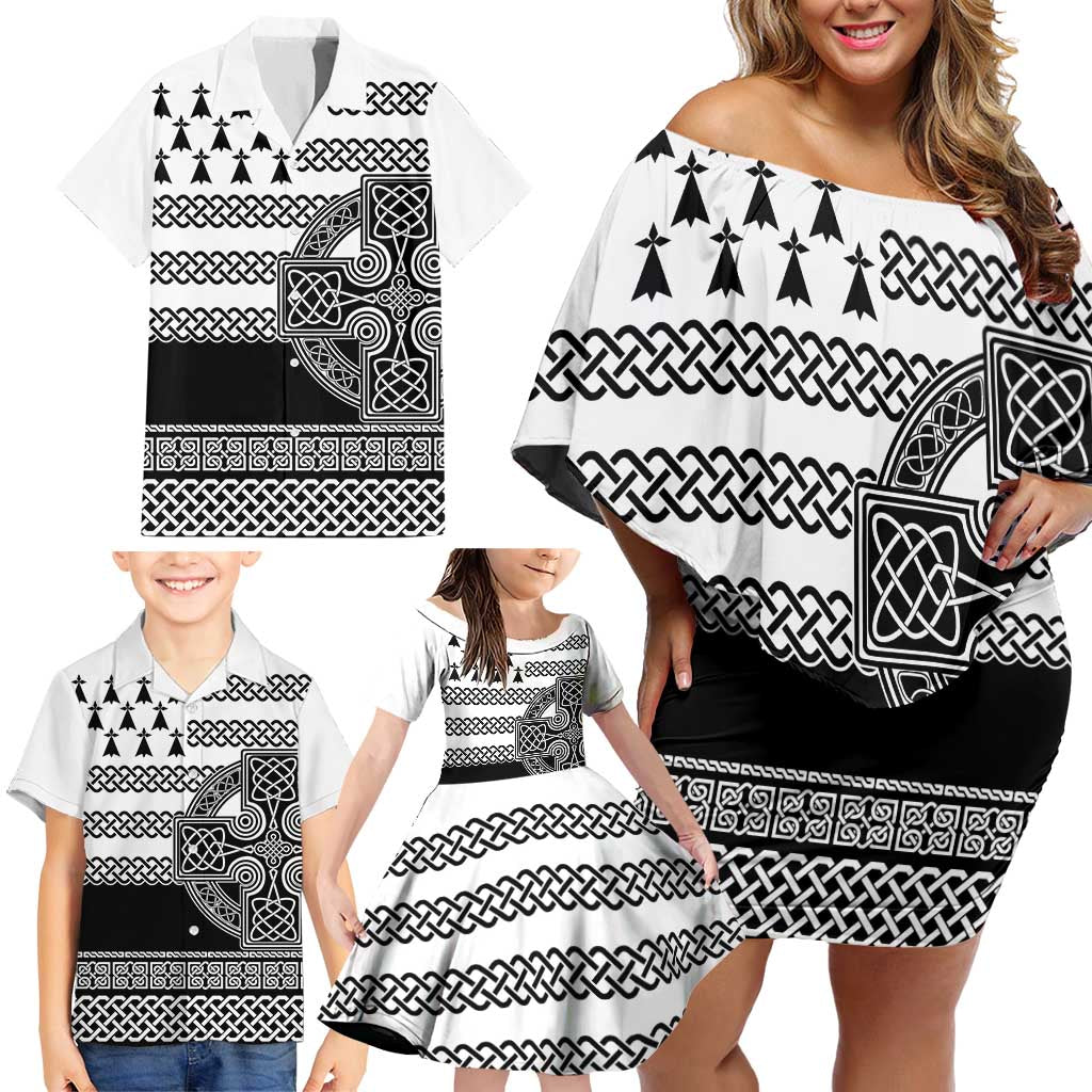 Brittany Celtic Knot Family Matching Off Shoulder Short Dress and Hawaiian Shirt Celtic Nation Heritage Pride - Wonder Print Shop