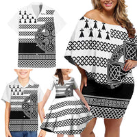 Brittany Celtic Knot Family Matching Off Shoulder Short Dress and Hawaiian Shirt Celtic Nation Heritage Pride - Wonder Print Shop
