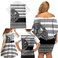 Brittany Celtic Knot Family Matching Off Shoulder Short Dress and Hawaiian Shirt Celtic Nation Heritage Pride - Wonder Print Shop