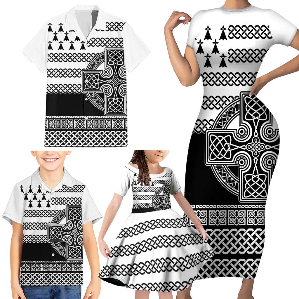 Brittany Celtic Knot Family Matching Short Sleeve Bodycon Dress and Hawaiian Shirt Celtic Nation Heritage Pride - Wonder Print Shop