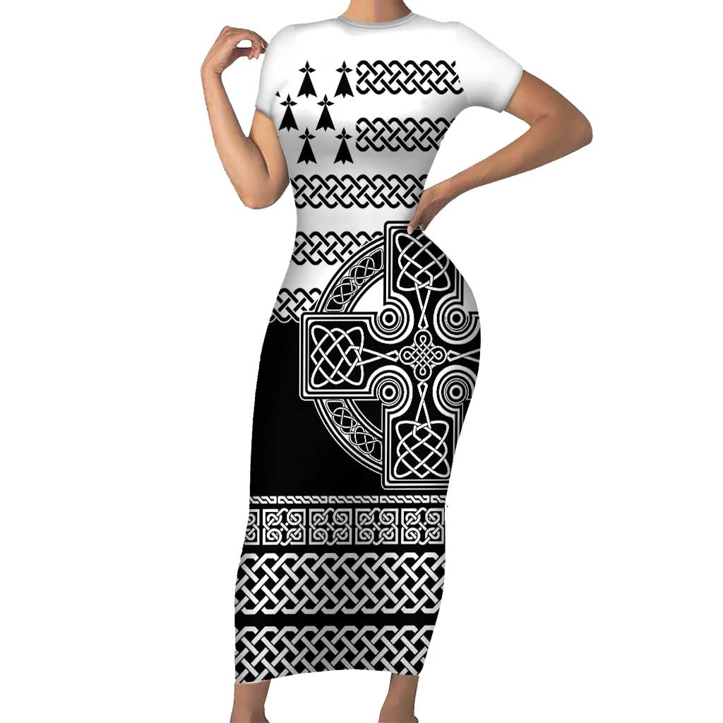 Brittany Celtic Knot Family Matching Short Sleeve Bodycon Dress and Hawaiian Shirt Celtic Nation Heritage Pride - Wonder Print Shop