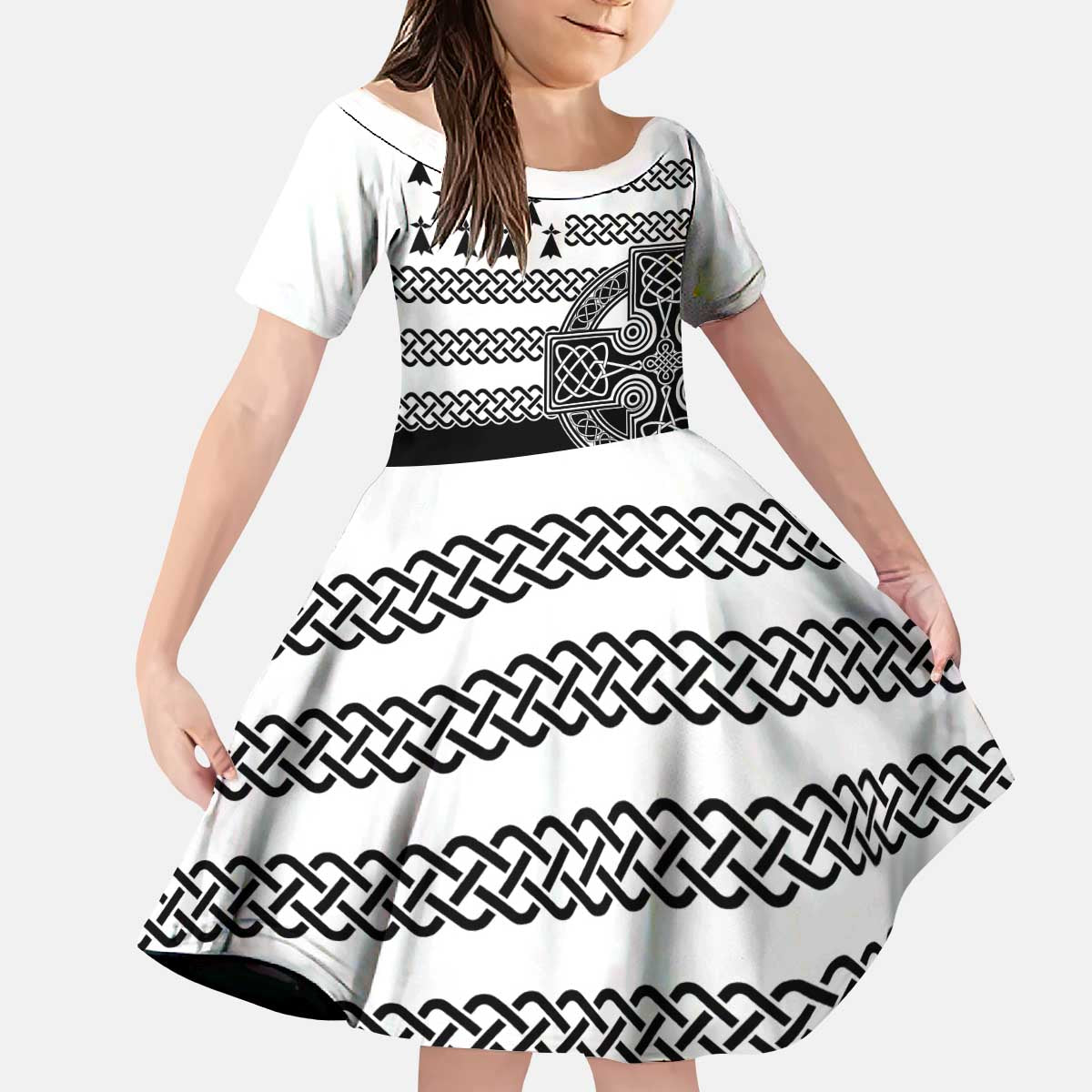 Brittany Celtic Knot Kid Short Sleeve Dress Celtic Nation Heritage Pride - Wonder Print Shop