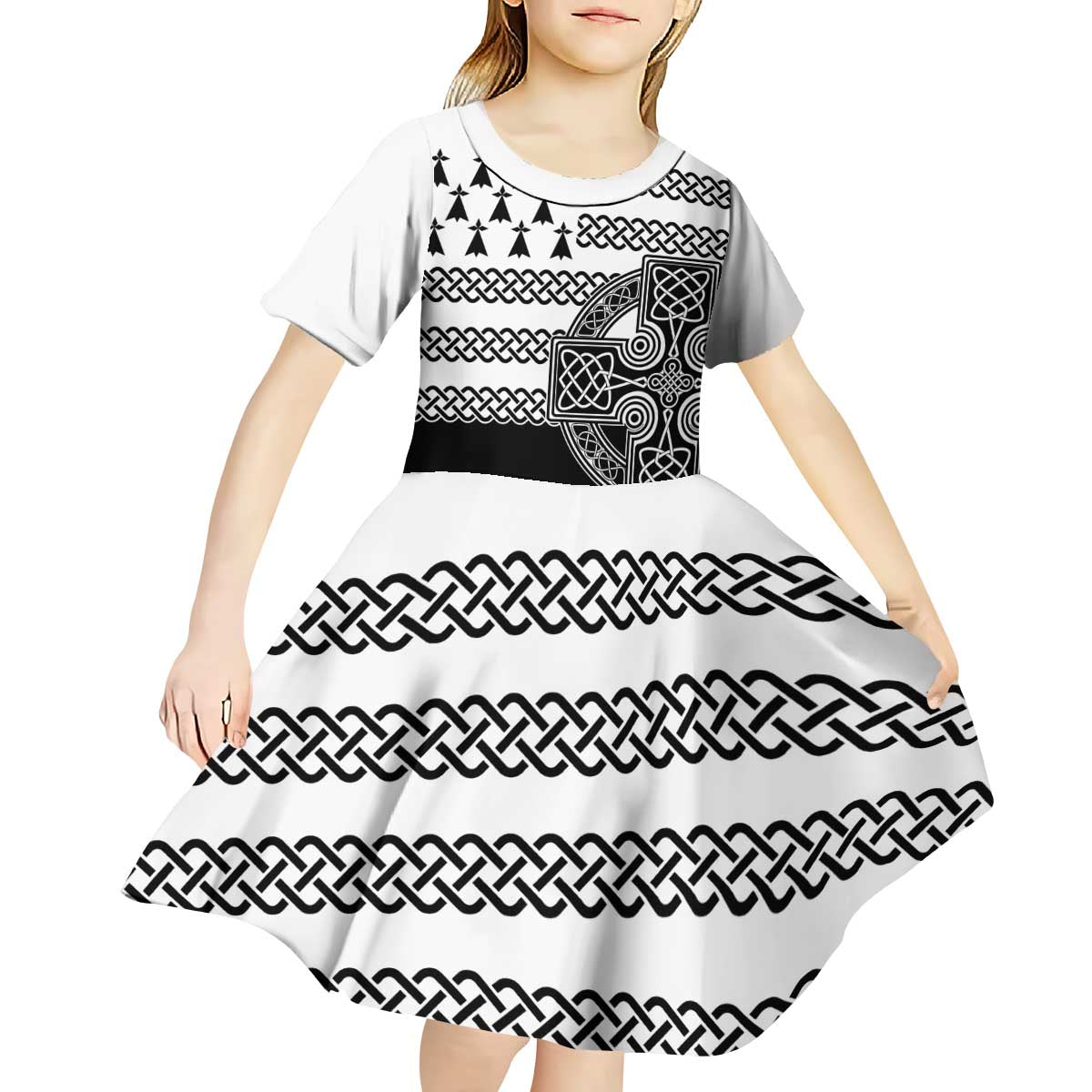 Brittany Celtic Knot Kid Short Sleeve Dress Celtic Nation Heritage Pride - Wonder Print Shop