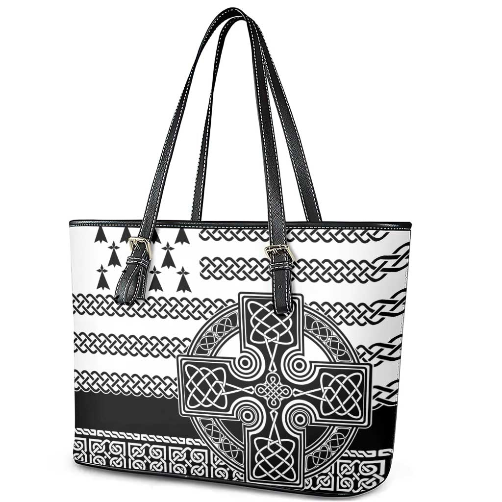 Brittany Celtic Knot Leather Tote Bag Celtic Nation Heritage Pride - Wonder Print Shop