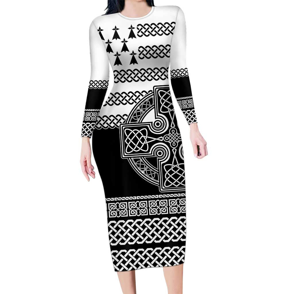 Brittany Celtic Knot Long Sleeve Bodycon Dress Celtic Nation Heritage Pride - Wonder Print Shop