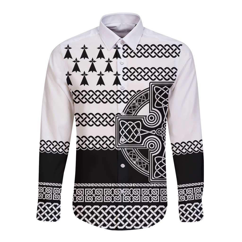 Brittany Celtic Knot Long Sleeve Button Shirt Celtic Nation Heritage Pride - Wonder Print Shop
