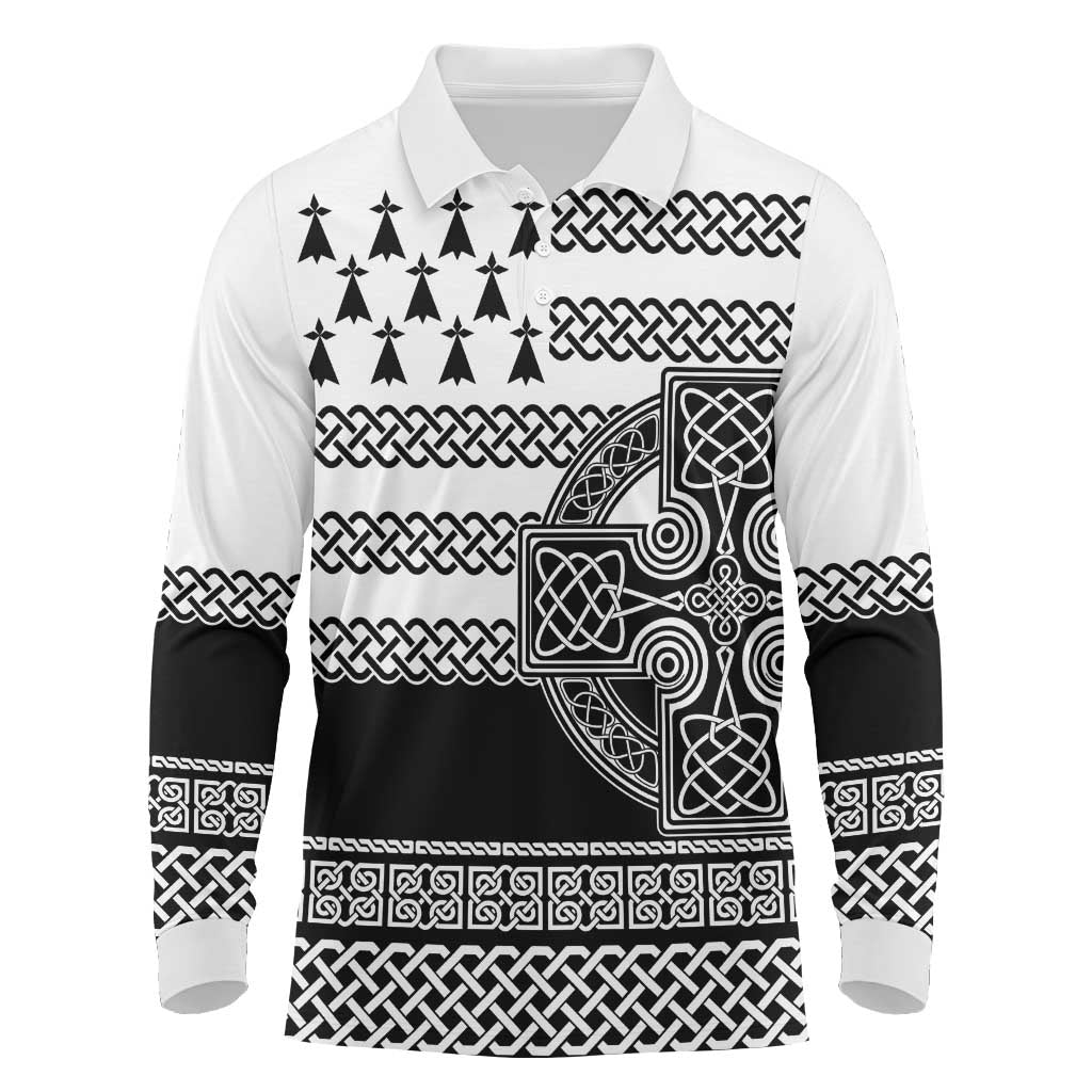 Brittany Celtic Knot Long Sleeve Polo Shirt Celtic Nation Heritage Pride - Wonder Print Shop