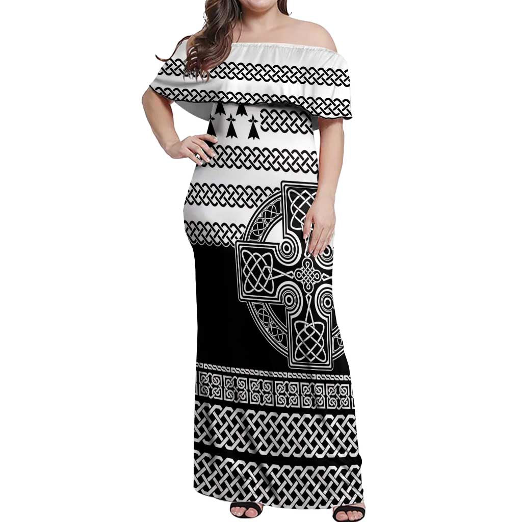 Brittany Celtic Knot Off Shoulder Maxi Dress Celtic Nation Heritage Pride - Wonder Print Shop