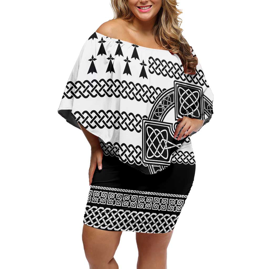 Brittany Celtic Knot Off Shoulder Short Dress Celtic Nation Heritage Pride - Wonder Print Shop