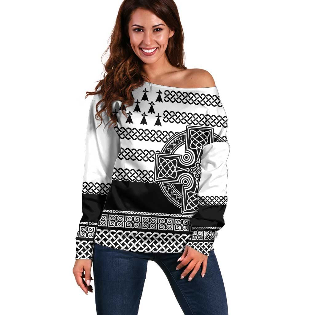 Brittany Celtic Knot Off Shoulder Sweater Celtic Nation Heritage Pride - Wonder Print Shop