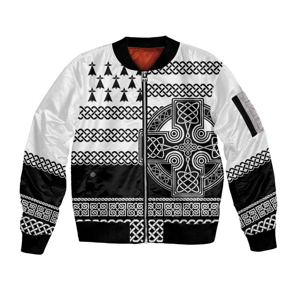 Brittany Celtic Knot Sleeve Zip Bomber Jacket Celtic Nation Heritage Pride - Wonder Print Shop