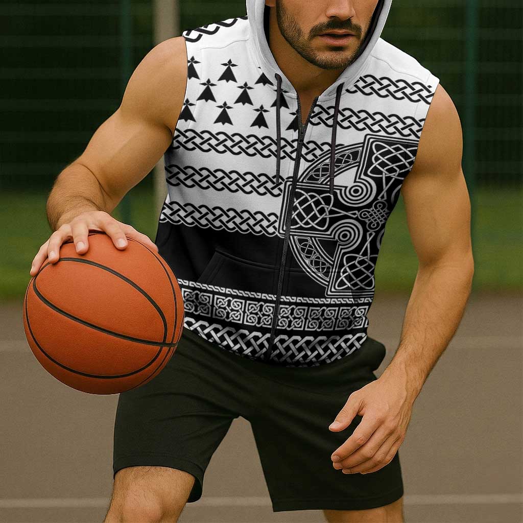 Brittany Celtic Knot Sleeveless Zip Hoodie Celtic Nation Heritage Pride - Wonder Print Shop