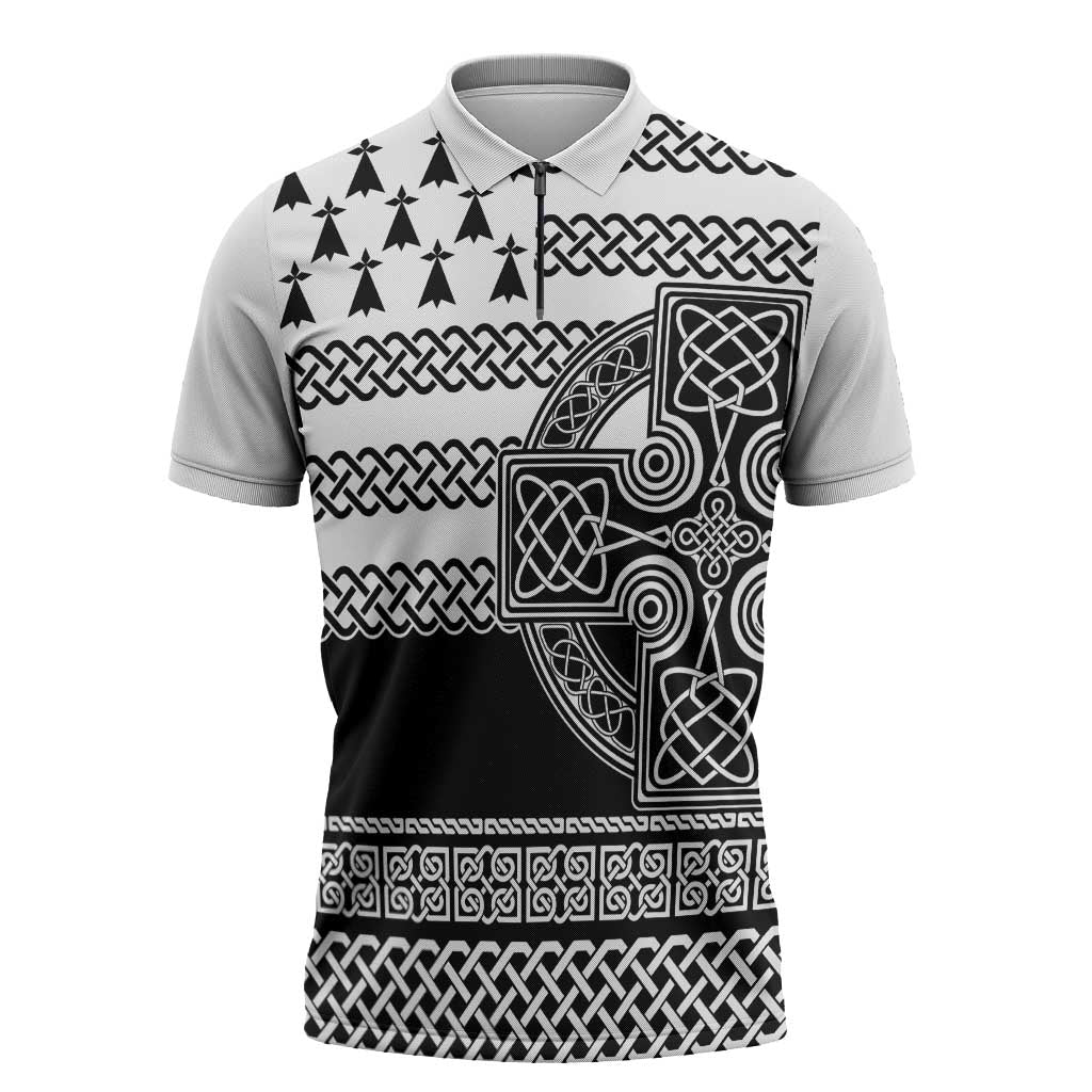 Brittany Celtic Knot Zipper Polo Shirt Celtic Nation Heritage Pride - Wonder Print Shop