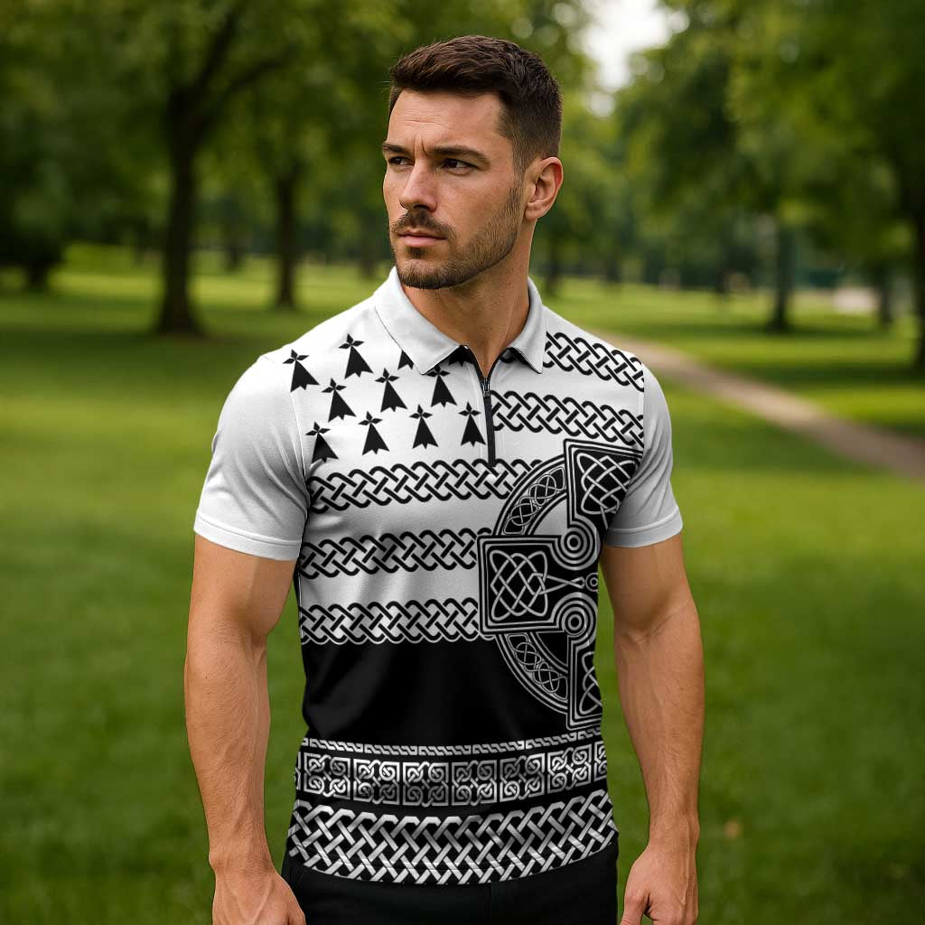 Brittany Celtic Knot Zipper Polo Shirt Celtic Nation Heritage Pride - Wonder Print Shop