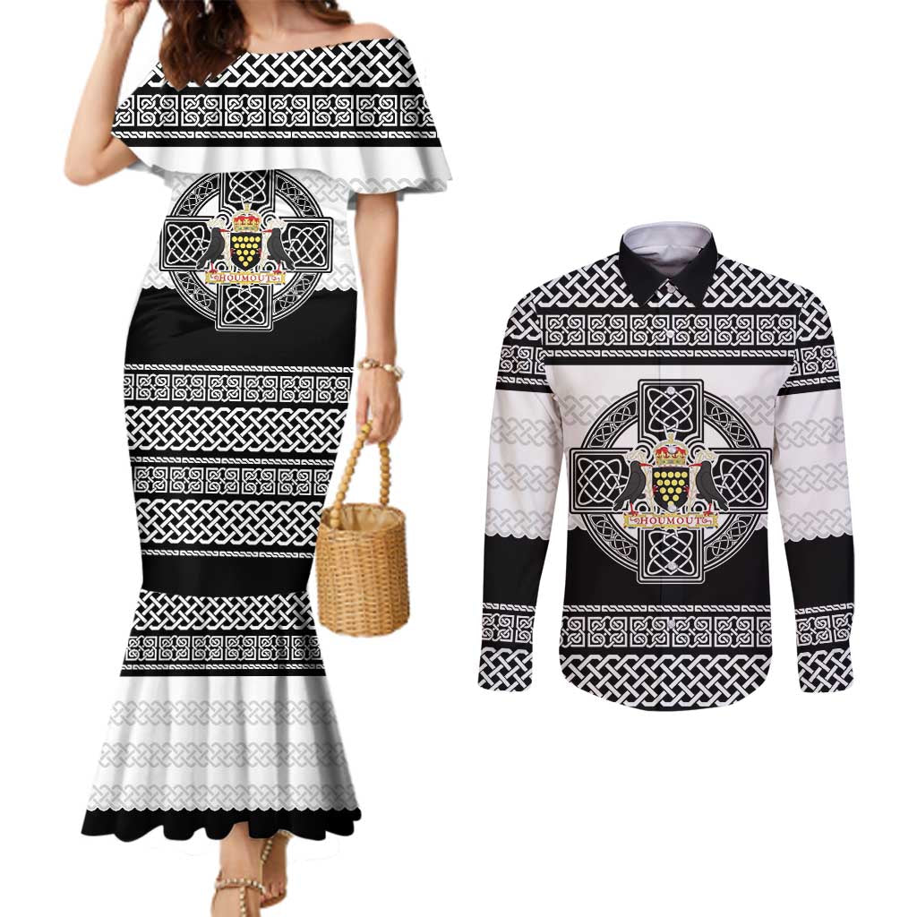 Cornwall Celtic Knot Couples Matching Mermaid Dress and Long Sleeve Button Shirt Celtic Nation Heritage Pride - Wonder Print Shop
