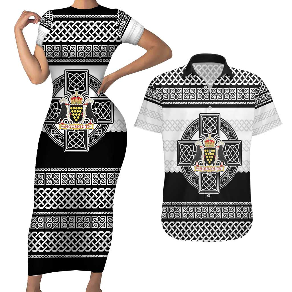 Cornwall Celtic Knot Couples Matching Short Sleeve Bodycon Dress and Hawaiian Shirt Celtic Nation Heritage Pride - Wonder Print Shop
