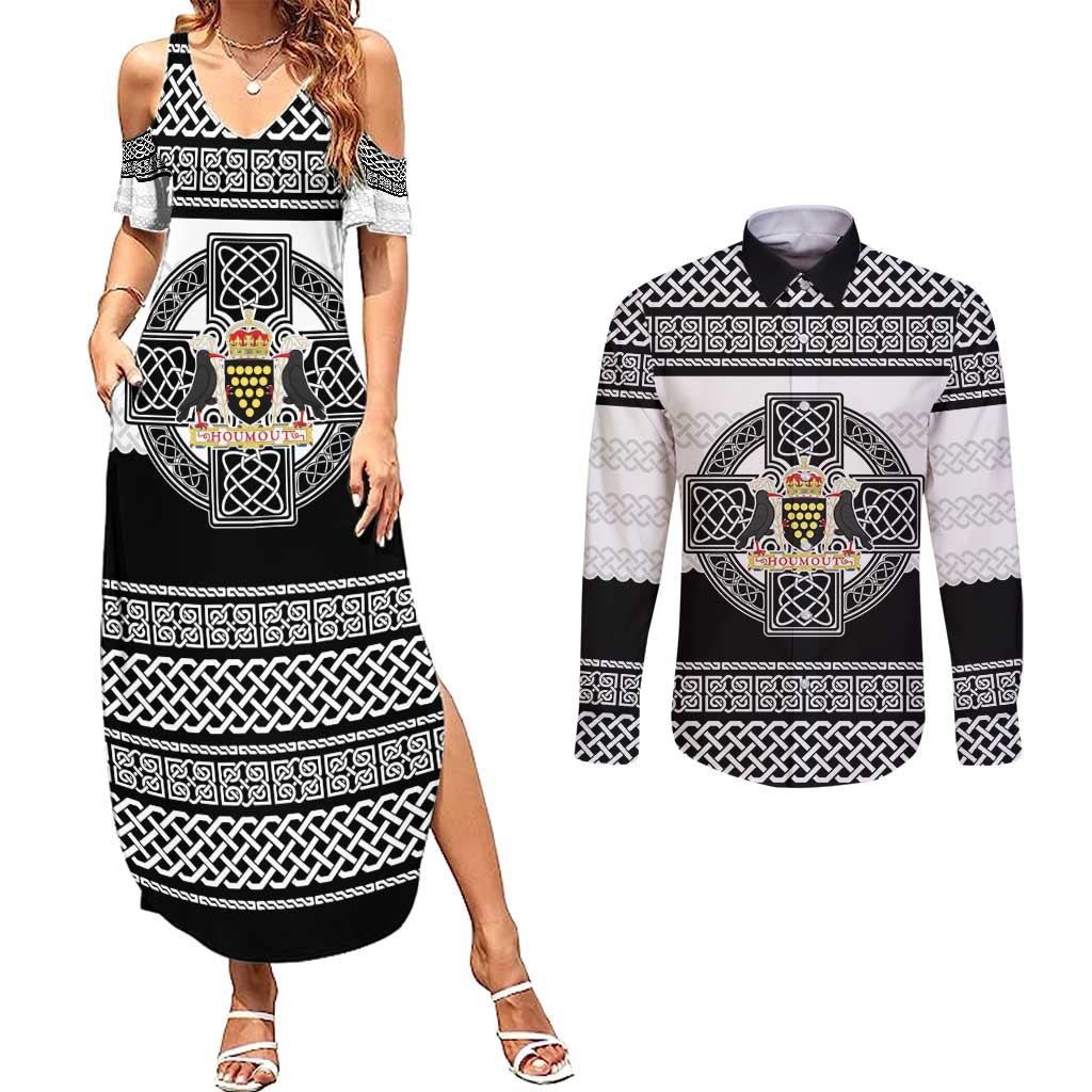 Cornwall Celtic Knot Couples Matching Summer Maxi Dress and Long Sleeve Button Shirt Celtic Nation Heritage Pride - Wonder Print Shop