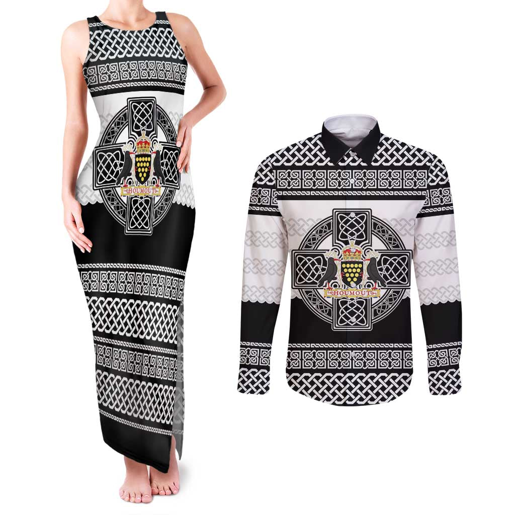 Cornwall Celtic Knot Couples Matching Tank Maxi Dress and Long Sleeve Button Shirt Celtic Nation Heritage Pride - Wonder Print Shop