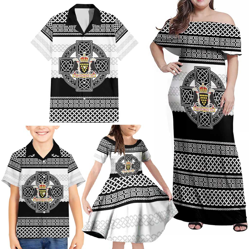 Cornwall Celtic Knot Family Matching Off Shoulder Maxi Dress and Hawaiian Shirt Celtic Nation Heritage Pride - Wonder Print Shop