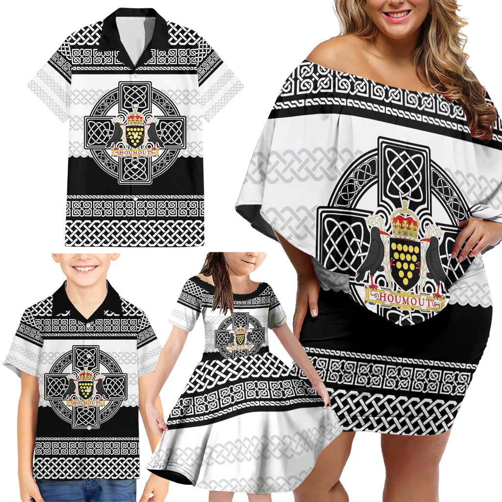 Cornwall Celtic Knot Family Matching Off Shoulder Short Dress and Hawaiian Shirt Celtic Nation Heritage Pride - Wonder Print Shop