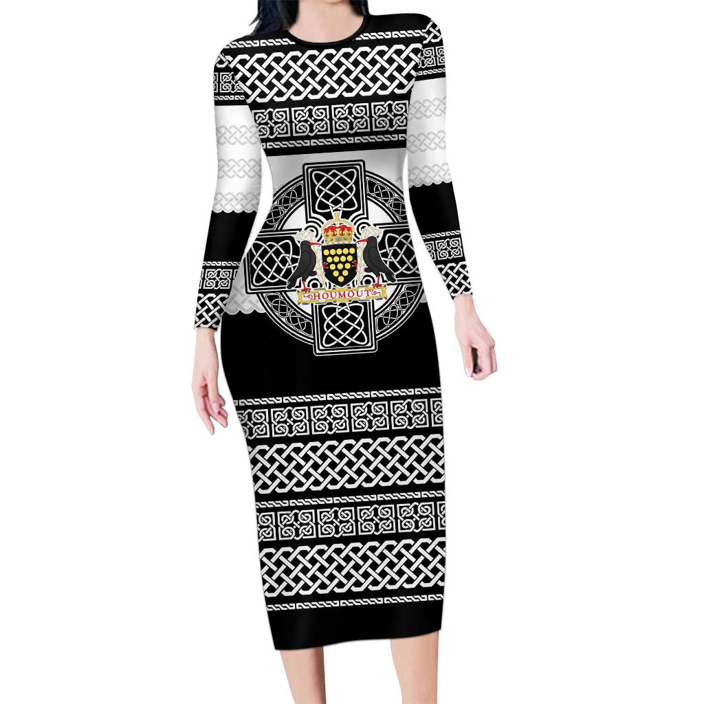 Cornwall Celtic Knot Long Sleeve Bodycon Dress Celtic Nation Heritage Pride - Wonder Print Shop