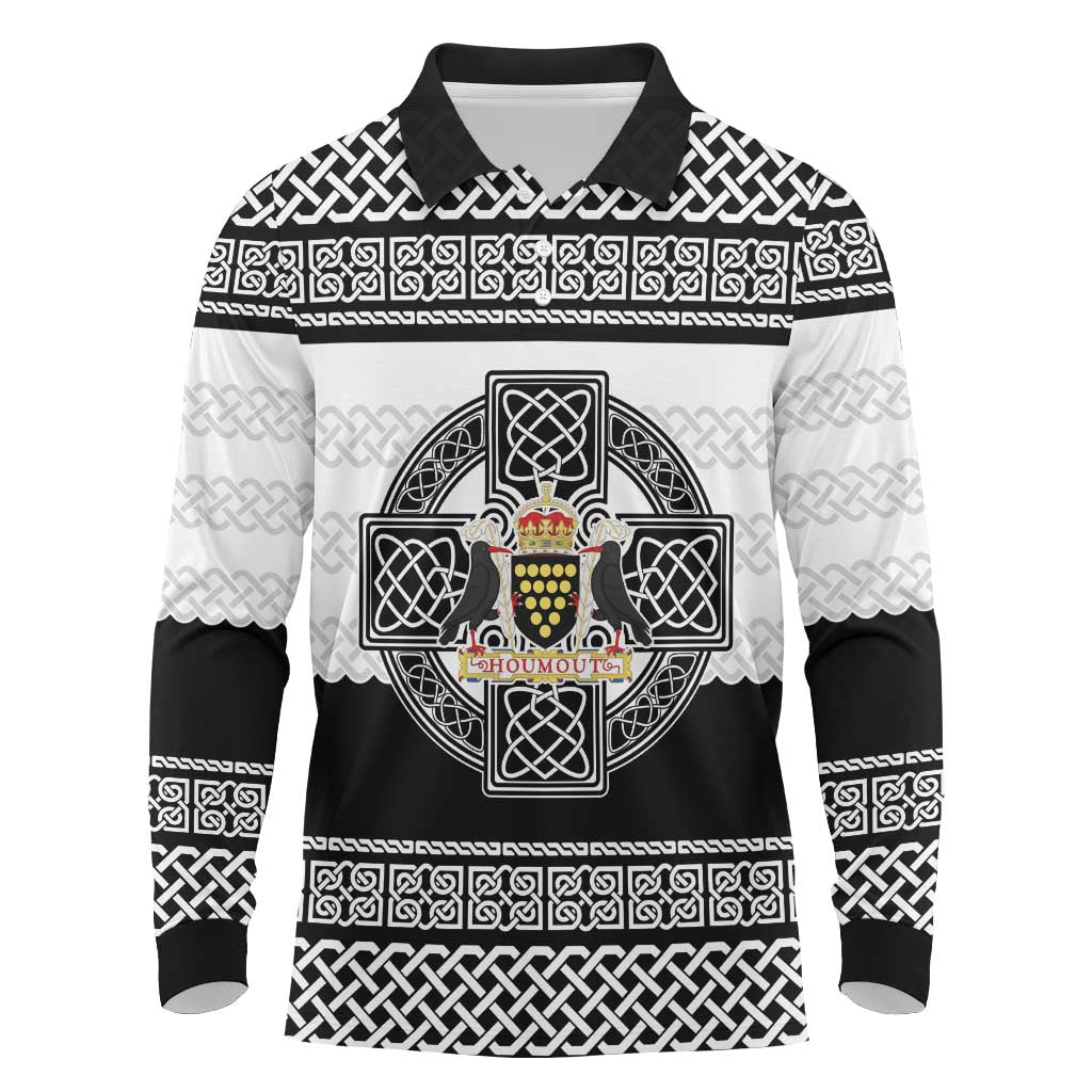 Cornwall Celtic Knot Long Sleeve Polo Shirt Celtic Nation Heritage Pride - Wonder Print Shop