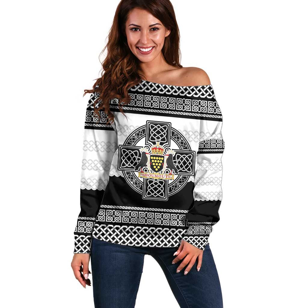 Cornwall Celtic Knot Off Shoulder Sweater Celtic Nation Heritage Pride - Wonder Print Shop