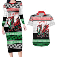 Cymru Celtic Wales Knot Couples Matching Long Sleeve Bodycon Dress and Hawaiian Shirt Celtic Nation Heritage Pride - Wonder Print Shop
