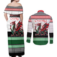 Cymru Celtic Wales Knot Couples Matching Off Shoulder Maxi Dress and Long Sleeve Button Shirt Celtic Nation Heritage Pride - Wonder Print Shop