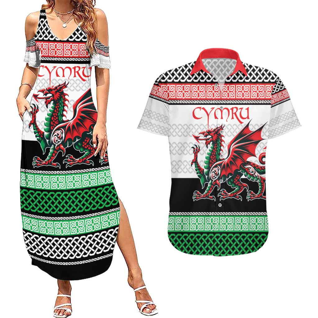 Cymru Celtic Wales Knot Couples Matching Summer Maxi Dress and Hawaiian Shirt Celtic Nation Heritage Pride - Wonder Print Shop