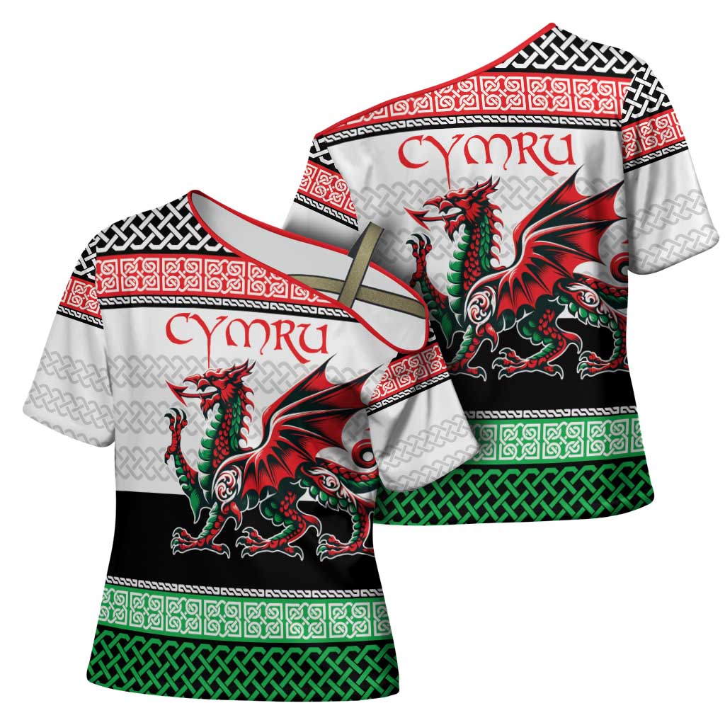 Cymru Celtic Wales Knot Cross Shoulder Shirt Celtic Nation Heritage Pride - Wonder Print Shop