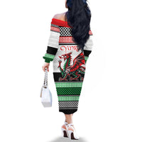 Cymru Celtic Wales Knot Family Matching Off The Shoulder Long Sleeve Dress and Hawaiian Shirt Celtic Nation Heritage Pride - Wonder Print Shop