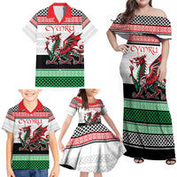 Cymru Celtic Wales Knot Family Matching Off Shoulder Maxi Dress and Hawaiian Shirt Celtic Nation Heritage Pride - Wonder Print Shop