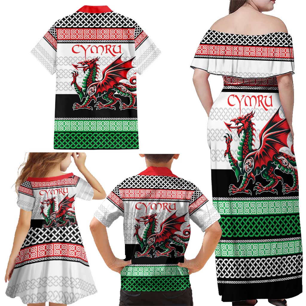 Cymru Celtic Wales Knot Family Matching Off Shoulder Maxi Dress and Hawaiian Shirt Celtic Nation Heritage Pride - Wonder Print Shop